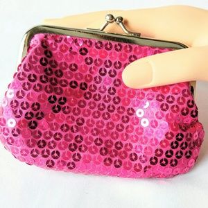 SPARKLING Sequin Pink Kiss Clos. Coin/Change Purse